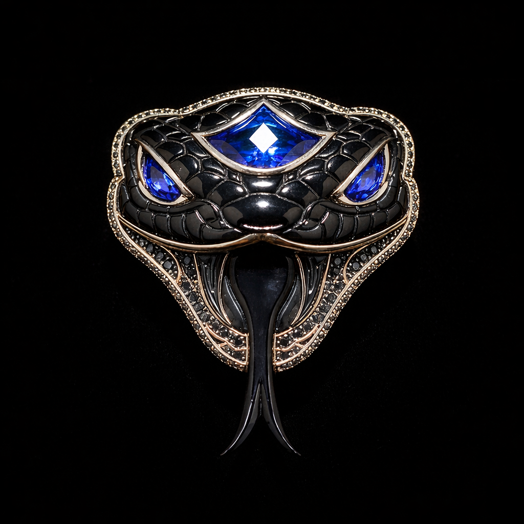 schlangenring mit blauen saphiren