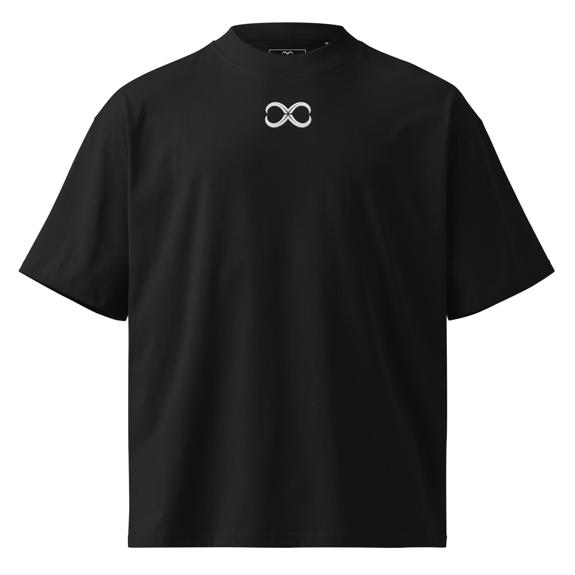 Home unisex organic oversized high neck t shirt black front 6996fe0a559c1